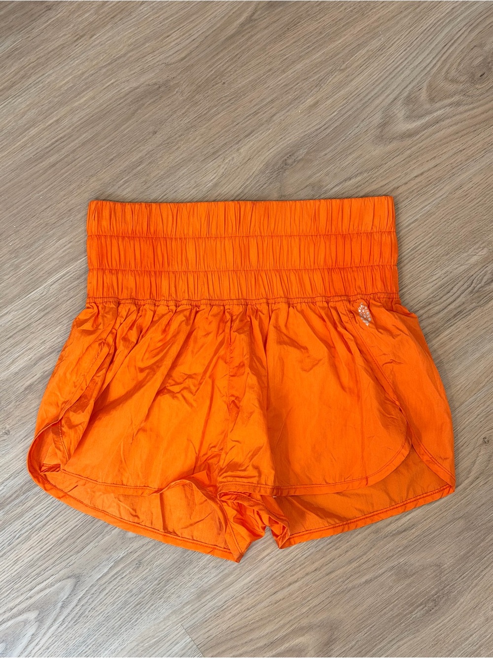 FP Movement by Free People High Smocked Waist Orange Athletic Shorts